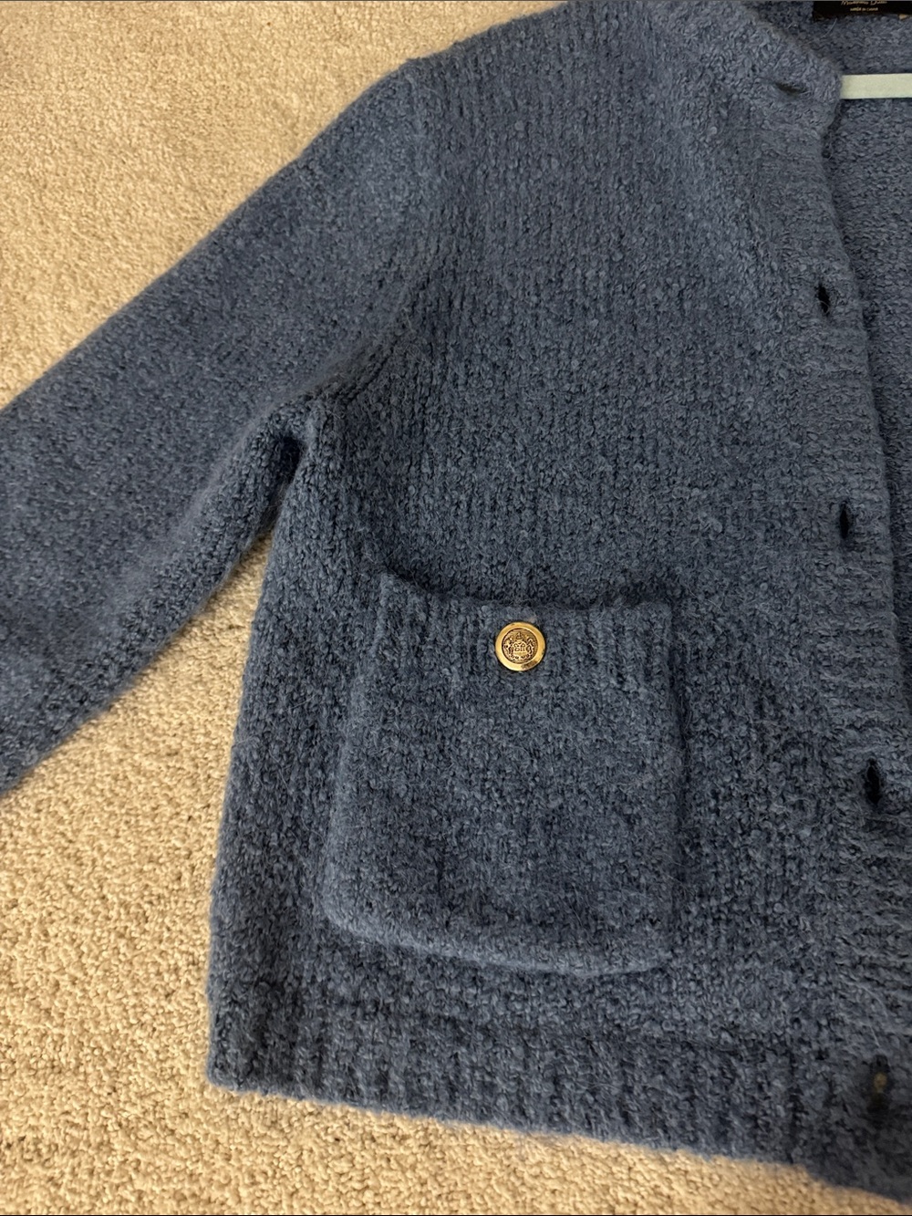 Massimo Dutti Blue Knit Button-Front Kids Cardigan - Picture 4 of 6